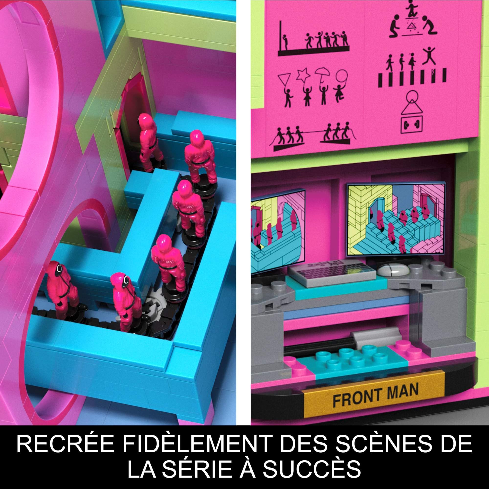 MEGA L’Escalier de Squid Game Coffret de construction de 1 707 pièces avec figurine articulée, pour collectionneurs, HYL45