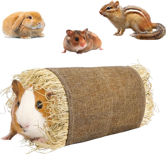 Guinea Pig Grass Tunnel Toy Nature Hideaway Tunnels and Tubes Toys for Small Rabbits Rats Syrian Hamster Ferrets Guinea Pig Chinchilla Hedgehog