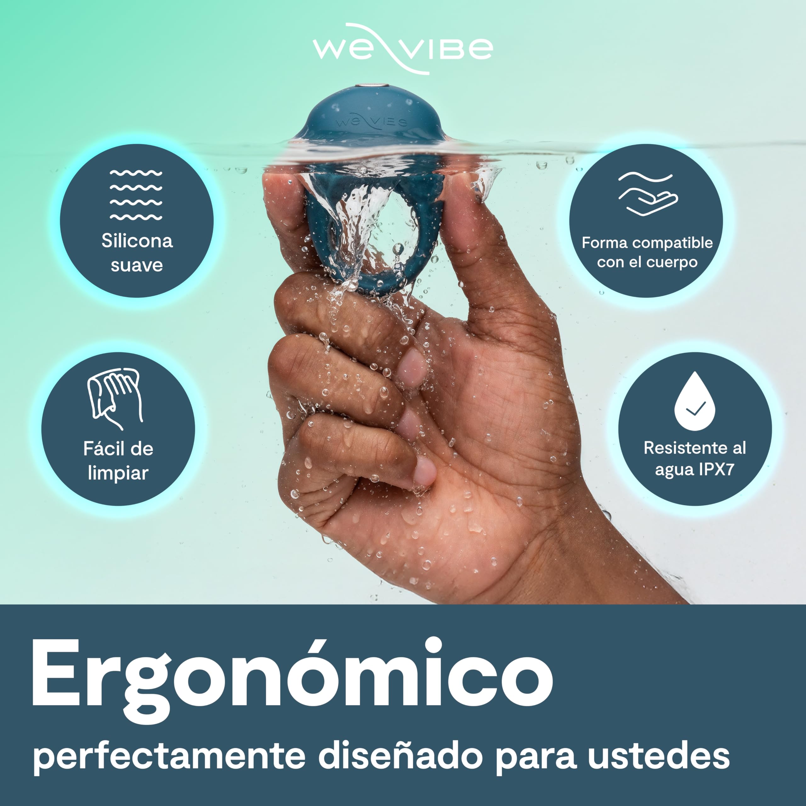 We-Vibe Pivot 2 Anillo Vibrador para Pene y Clítoris App Impermeable | Impermeable, control por app, silencioso, motor potente, diseño discreto, uso cómodo, formato práctico