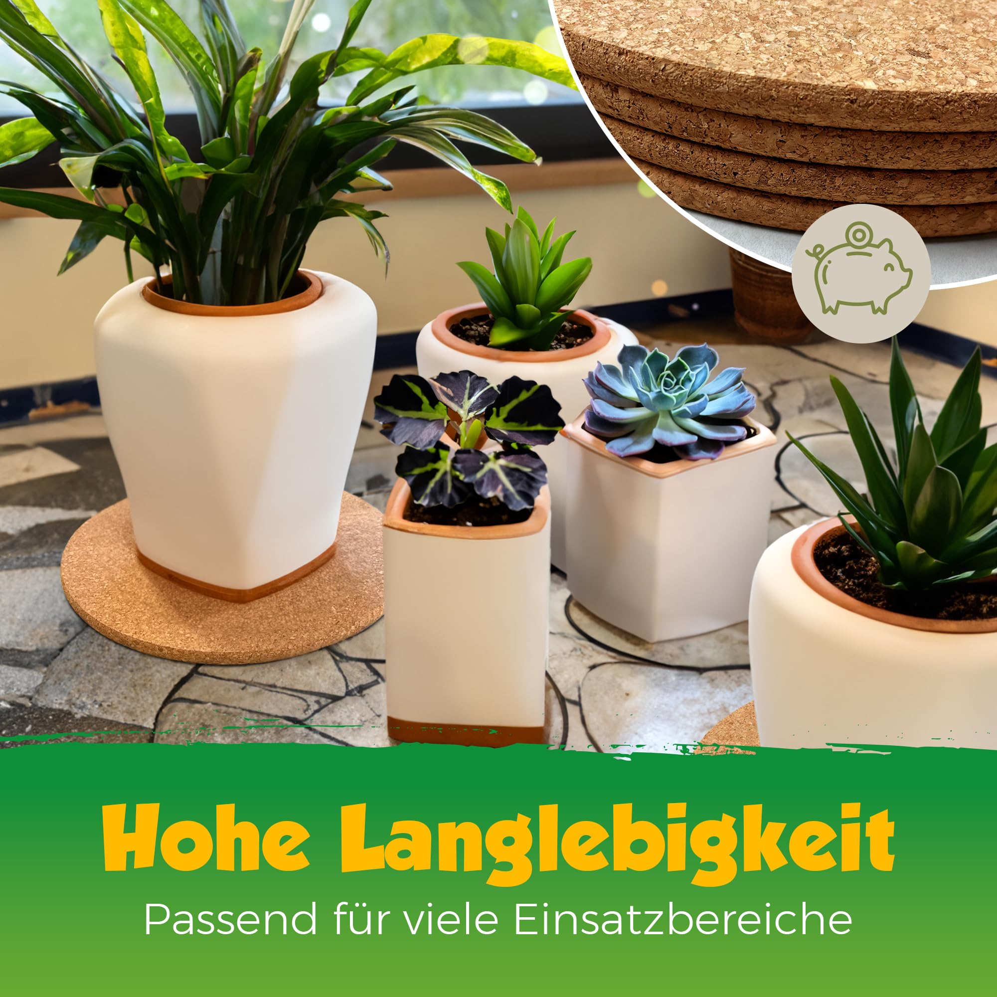KORK-DEKO Dessous de Verre Liège | Rond Ø30cm| Pour Verre, Bocal, Casserole, Tasse | Support décoratif pour Bricolages| Mini Tableau d’Affichage | Résistant à la Chaleur & Antidérapant - Lot de 4