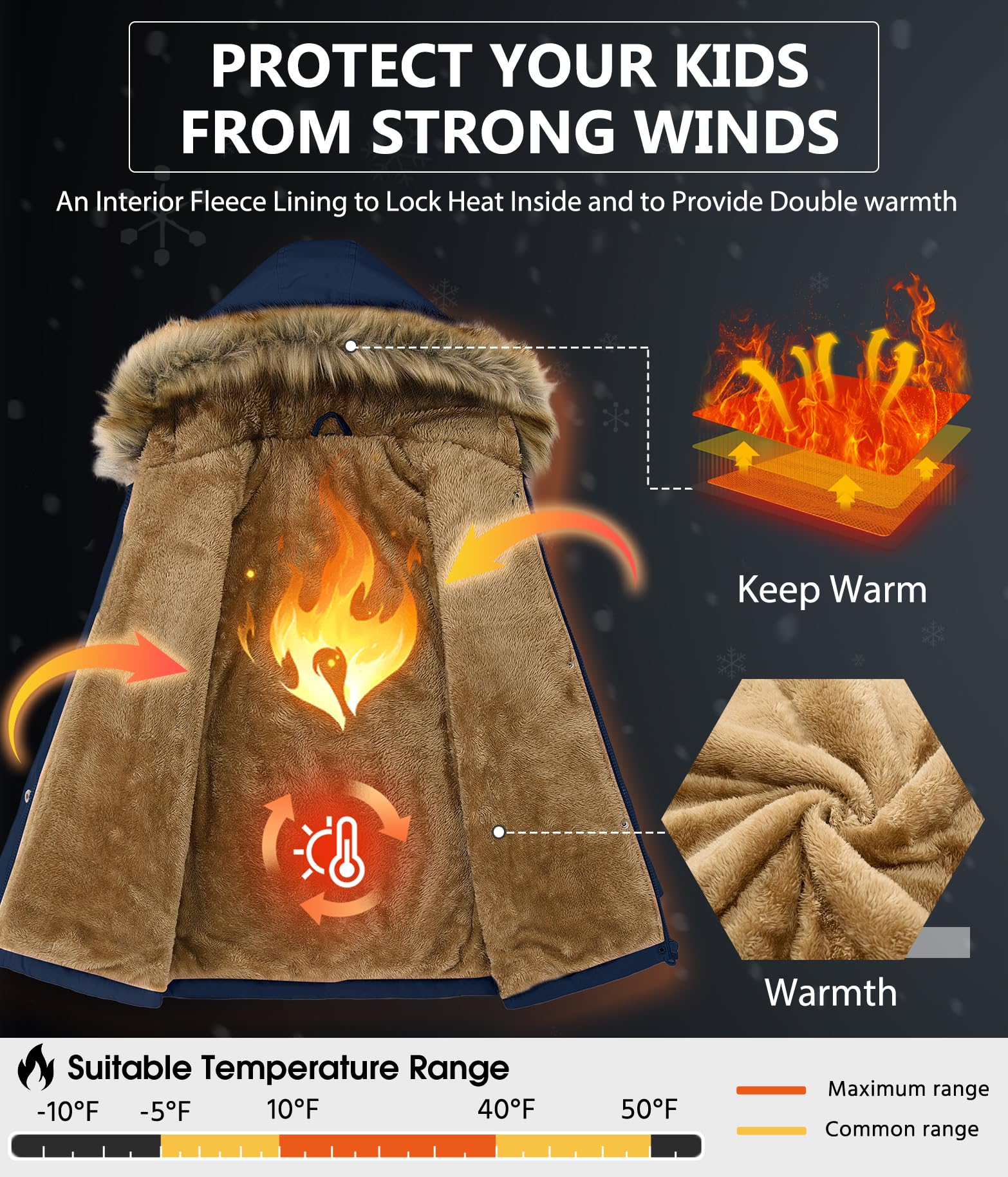 Vancavoo Abrigo Niña Invierno Chaqueta con Pelo Capucha Plumas Mediana Longitud Caliente Cazadora Ropa por 6-12 Años