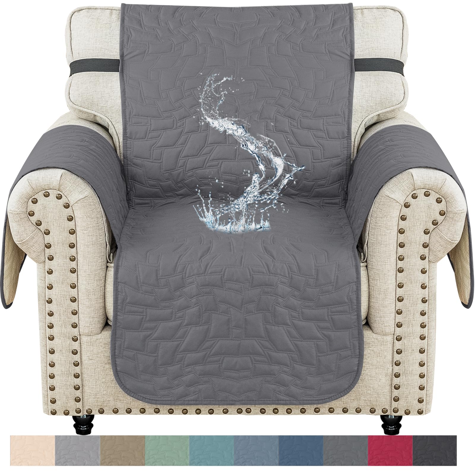Ystyle Funda Sofa 1 Plaza, Fundas Sofa Impermeable Ajustables, Fundas De Sofa Anti Gatos, Antimanchas Cubre Sofa Antipelos AntiarañAzos, Funda para Sillon Individual Lavable, Gris Claro Global Recycled Standard Global Recycled Standard Global Recycled Standard