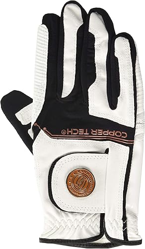 Copper Tech Gloves Guante de golf para hombre con agarre de araña, XL, blanco/negro