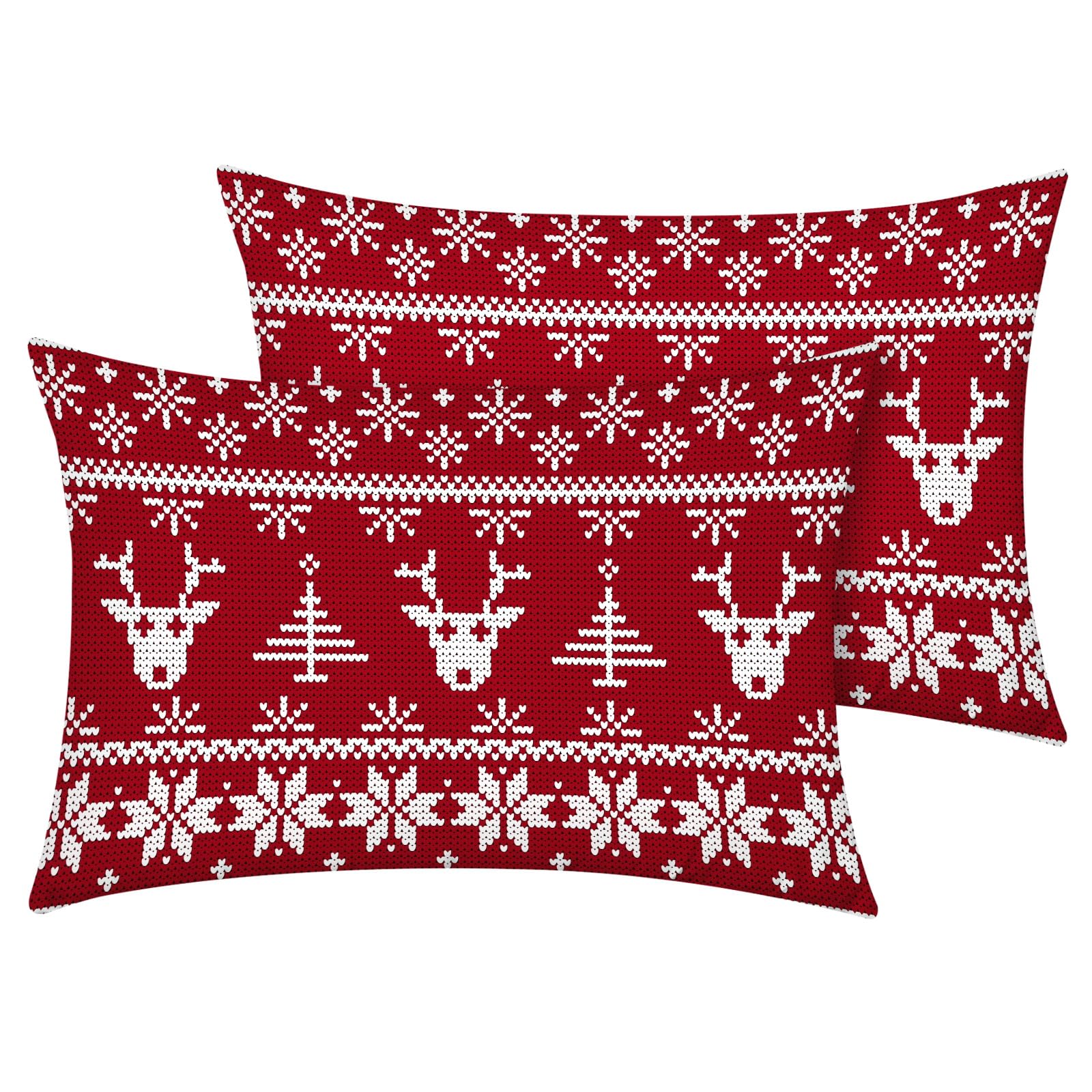YIYEA Christmas Standard Pillow Cases Set of 2, Ultra Soft Double Brushed Microfiber Pillowcases Standard, Christmas Reindeer Bed Pillow Covers, Fade Resistant, Easy Slip-On (20"x26")