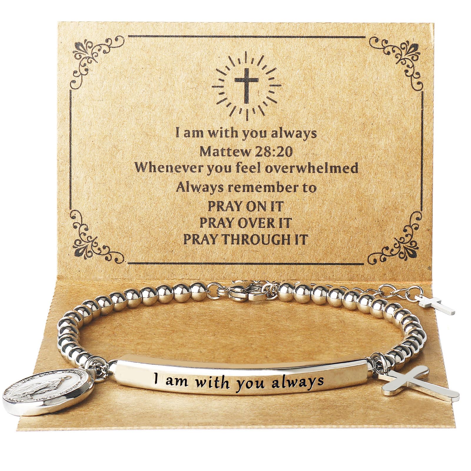 DS Inspirational Bracelet for Women Christian Engraved Bibler Verse Cross Butterfly Daisies Charm Bracelet, Exquisite Stainless Steel Jewelry Daughter