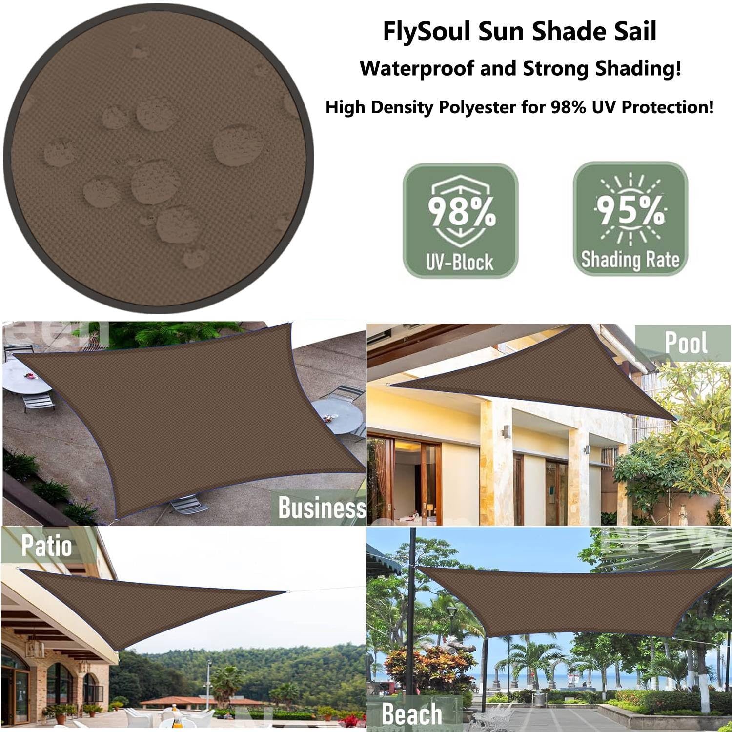 Sonnensegel Wasserdicht 5.6X5.6X5.6M Dreieck Gleichseitig Viele Farbe und Größe Balkon Sonnensegel 98% UV Schutz Sonnenschutz Markise 