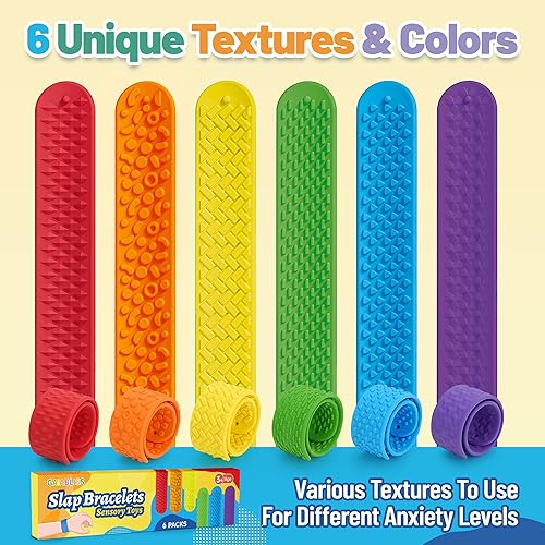 Miniatura 6 de Pulseras de bofetadas, juguetes sensoriales para ansiedad, paquete de 6 juguetes sensoriales para niños con autismo, TDAH y alivio de la ansiedad,