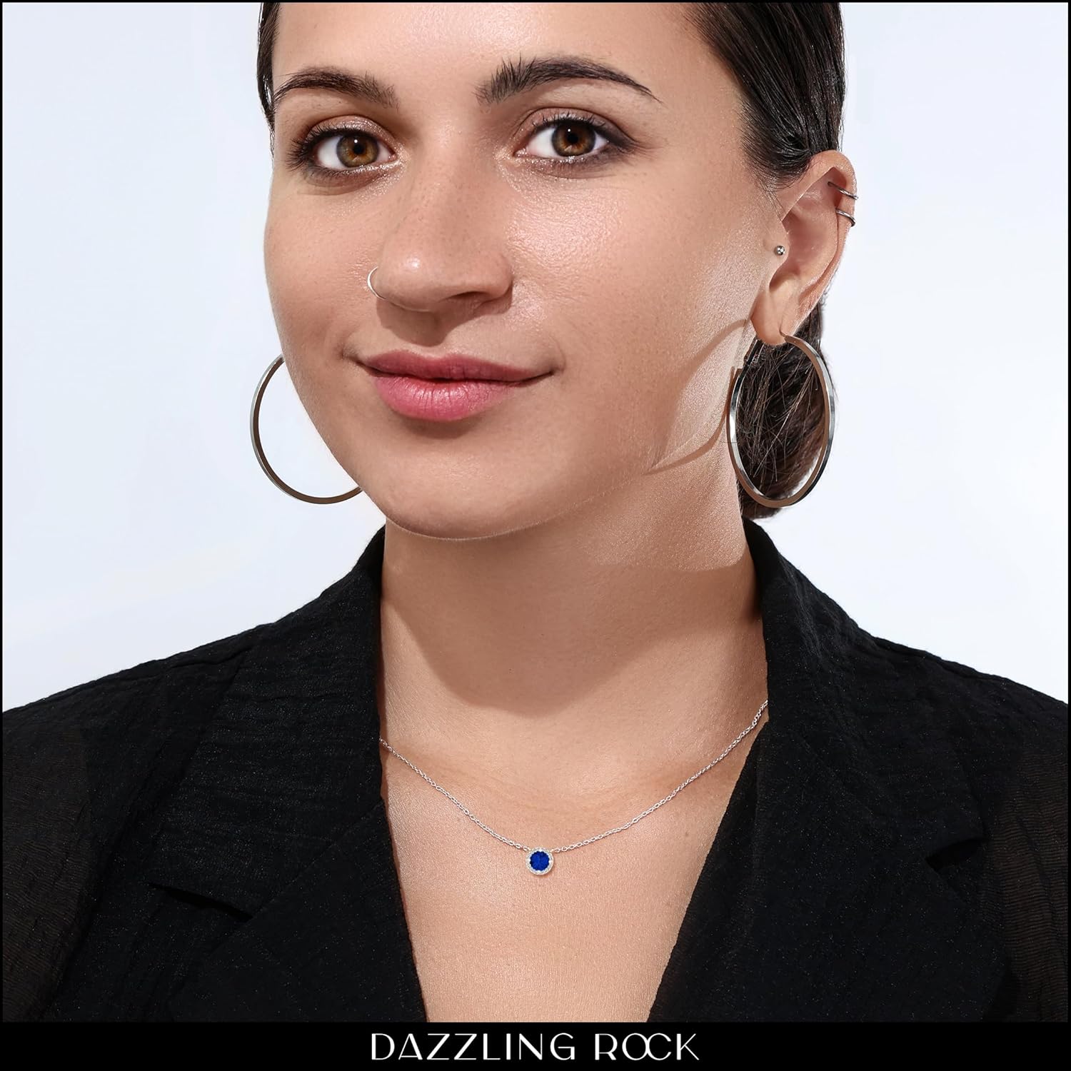 Dazzlingrock Collection Round 6mm Gemstone & Diamond Womens Halo Pendant (Silver Chain Included), 14K Solid Rose Gold - Image 2