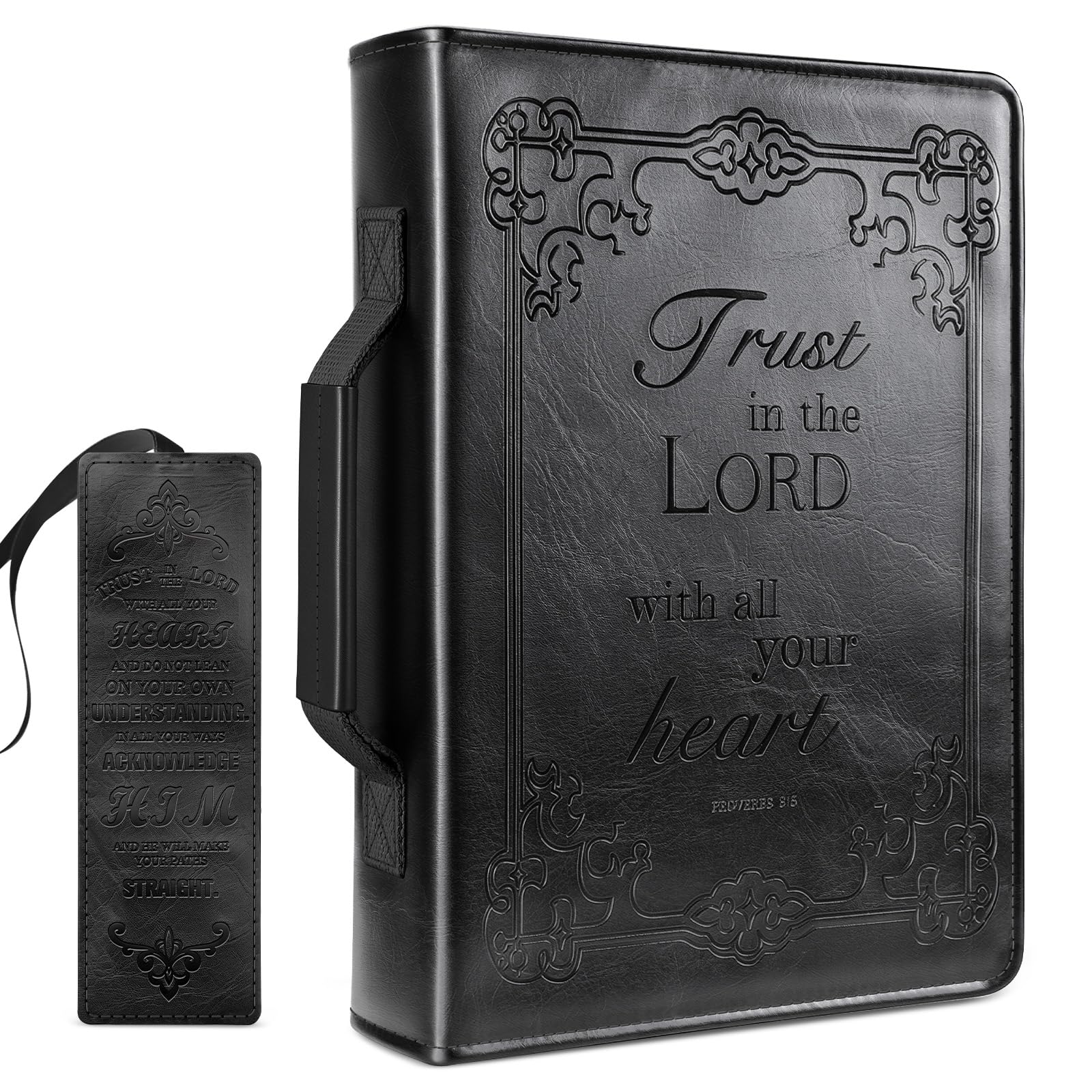 FINPAC Large Classic Bible Cover Vegan Leather Carrying Book Case — image 1