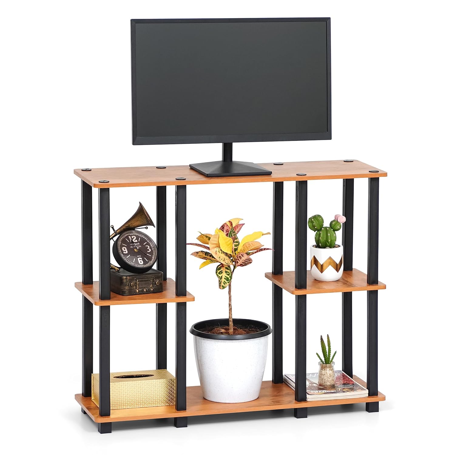 Livzing TurnNTube 6 Tier Free Standing Modern Engineered Wood TV Unit & Entertainment