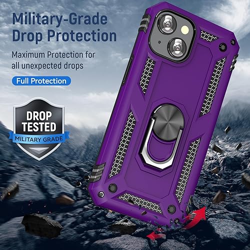 Miniatura 4 de UKLCCU Funda de teléfono para iPhone 13 Mini iPhone 13 Mini Funda de teléfono para hombres Funda de armadura resistente con soporte y anillo para