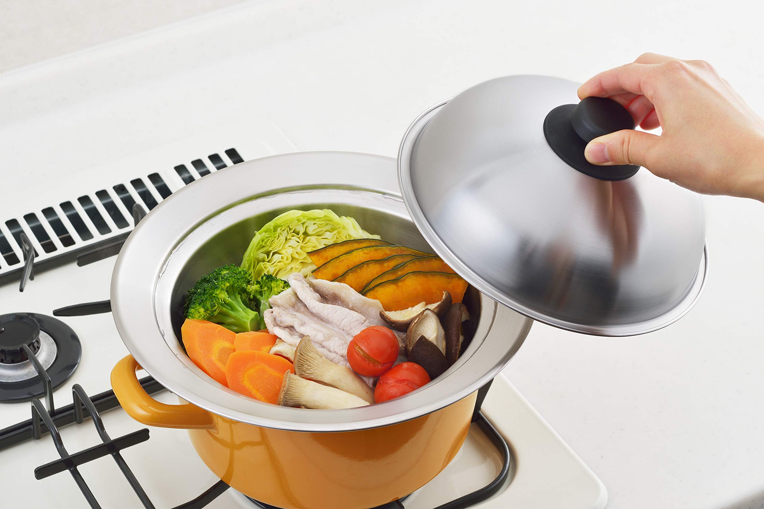 Amazon｜ヨシカワ 美味彩菜 お鍋にのせて使う 蒸しプレート 20～22cm用