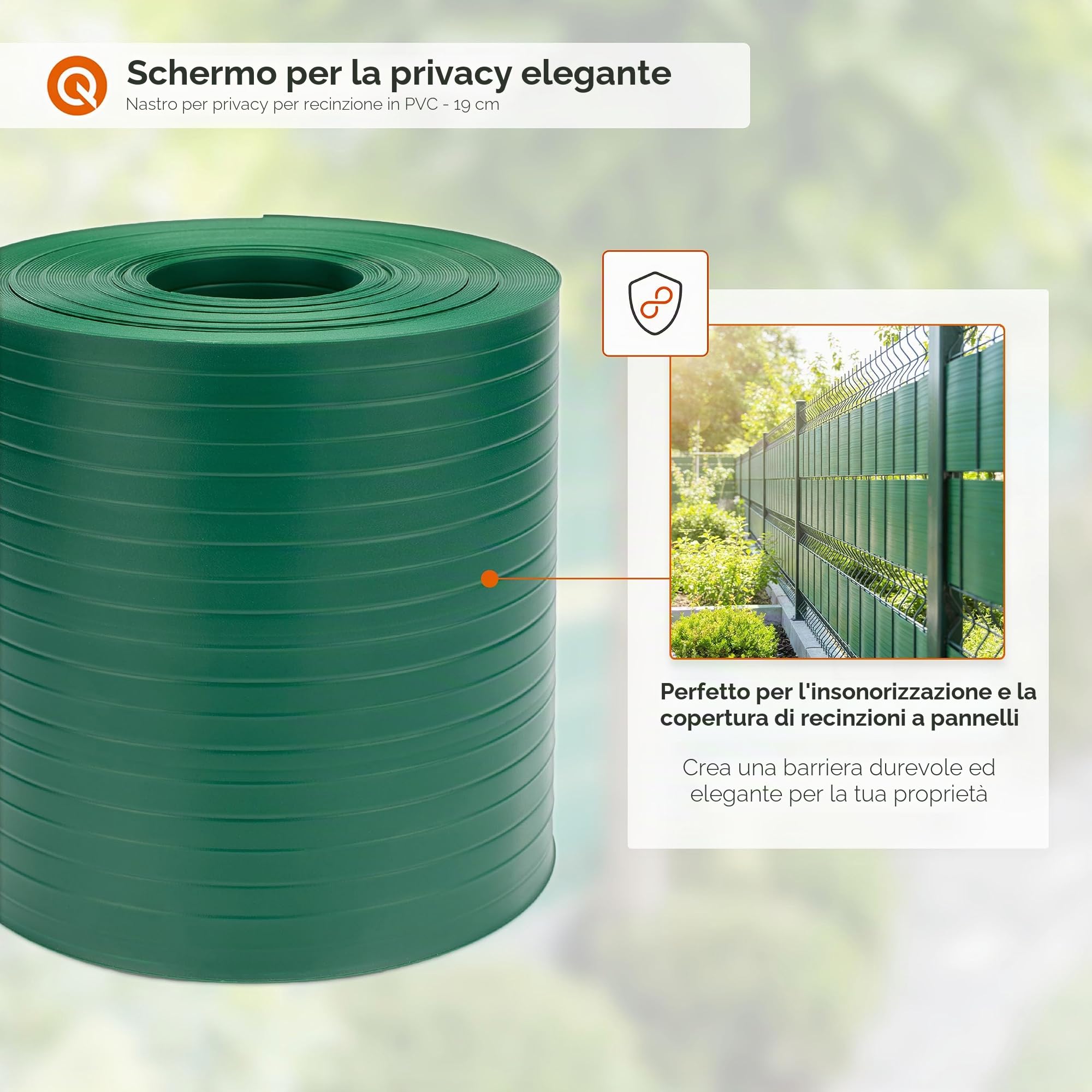 Quest Striscia Frangivista PVC Rigido 19 cm - Marrone, 26 m | Paravento per recinzione a doppia asta, per giardino, balcone e terrazza, resistente ai raggi UV, 900 g/m2, tutela la privacy