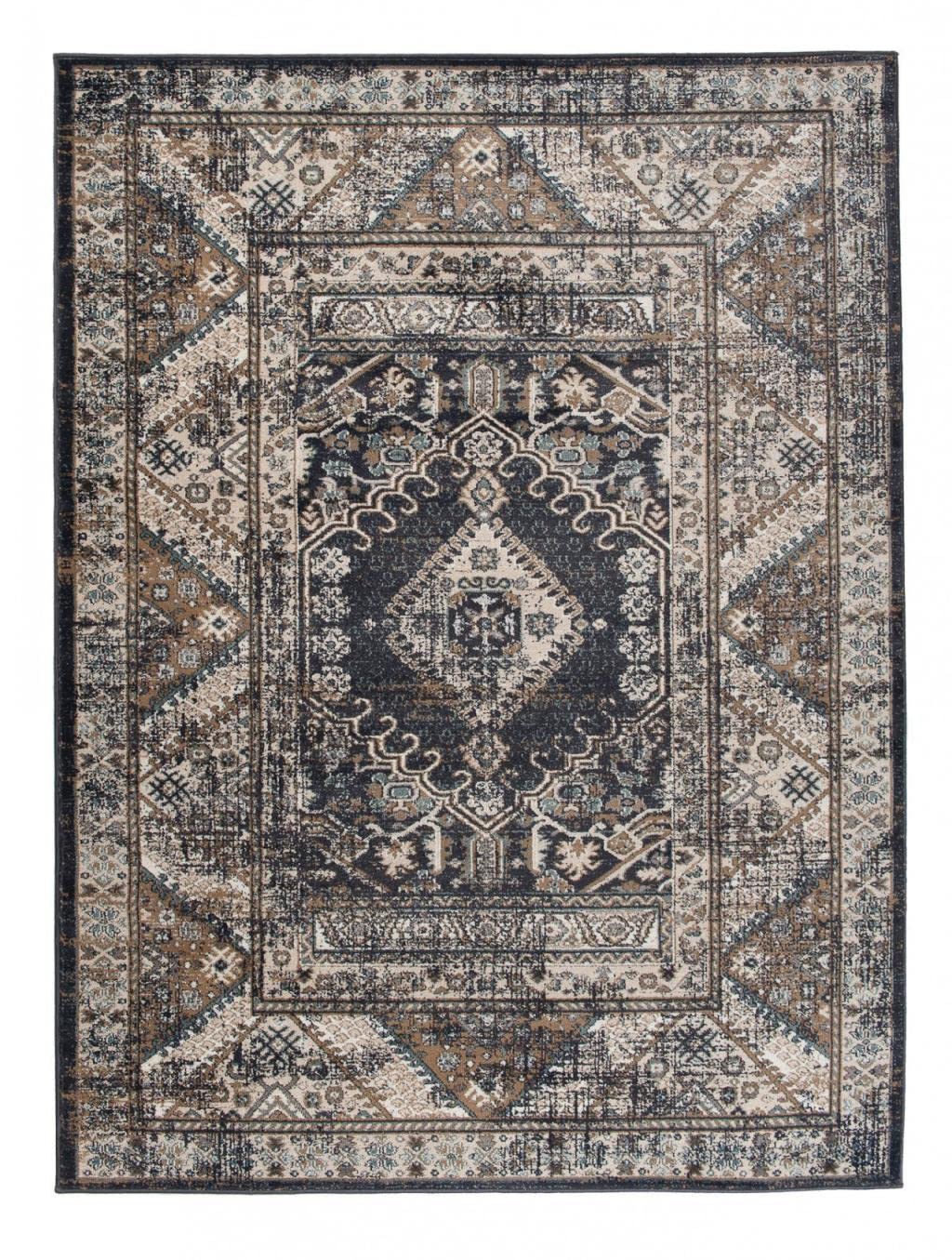 Mazovia Tappeto Salotto Moderno Pelo Corto - Tappeti Moderni Soggiorno - Tappeti Camera da Letto - Tappeti Salotto Grandi Dimesnioni - Motivo Orientale - Grigio Nero - 160x220 cm