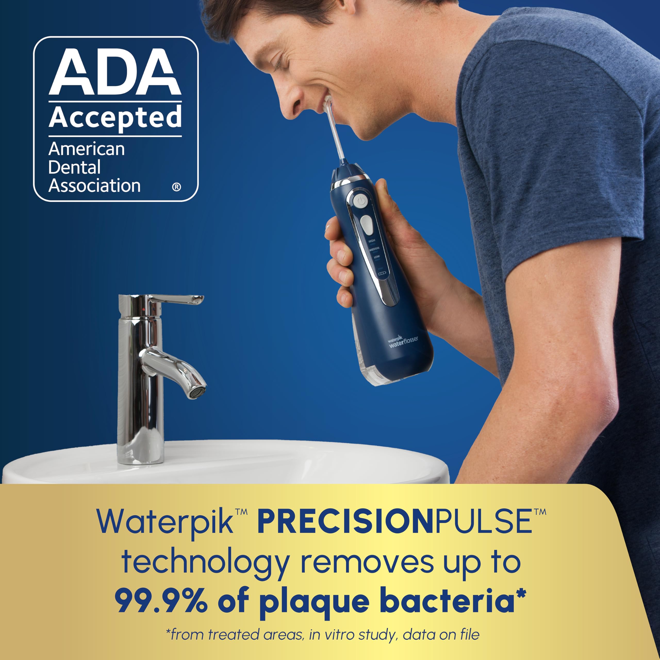 Waterpik Akku Advanced Wasser Flosser, klassisch blau