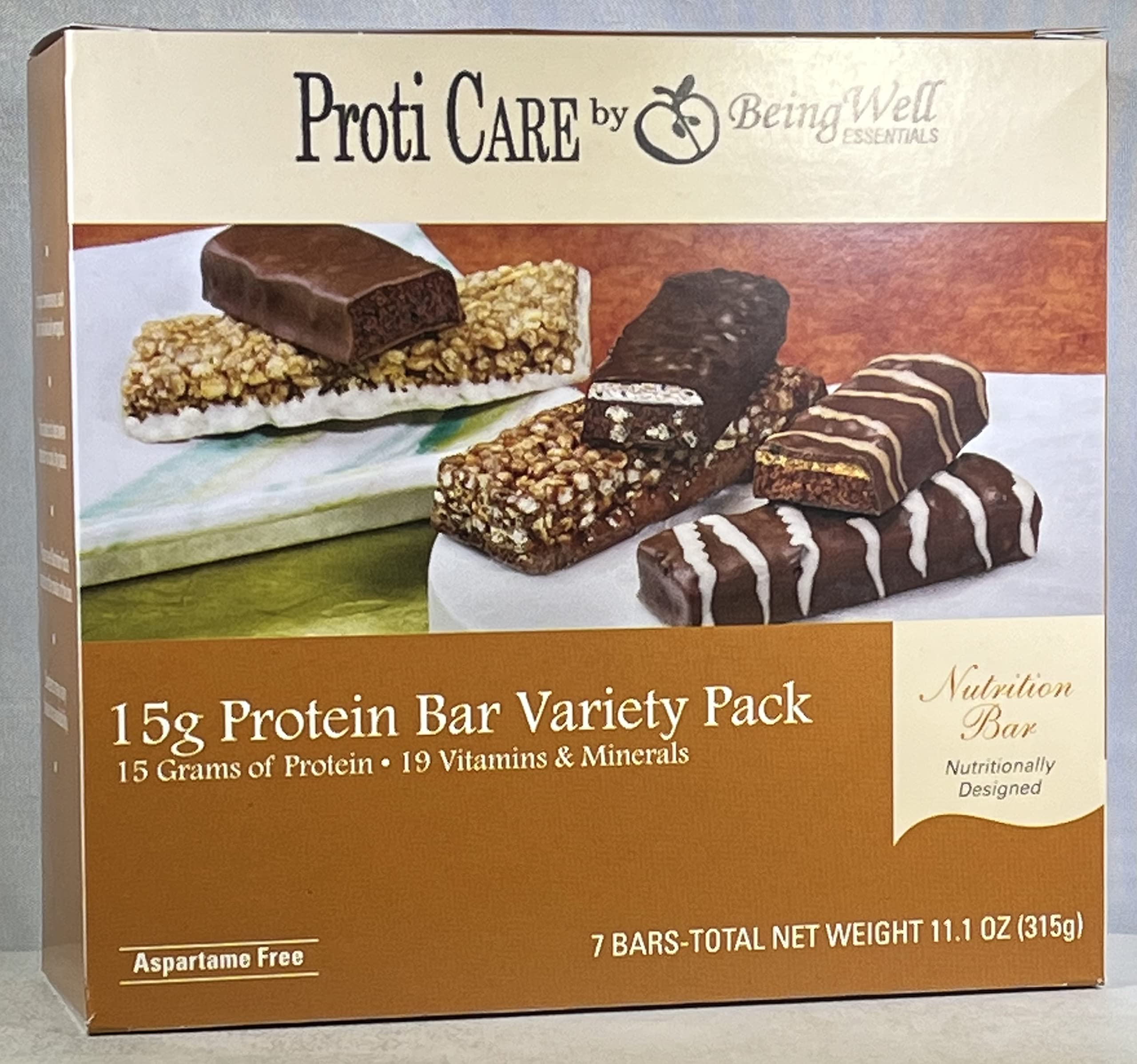 Barras dietéticas Proti Care de alto contenido proteico para refrigerios y reemplazos de comidas - Paquete variado de 15 g de proteína - 7 unidades - Sin aspartamo, kosher, alto contenido de fibra (tres cajas - 21 porciones)