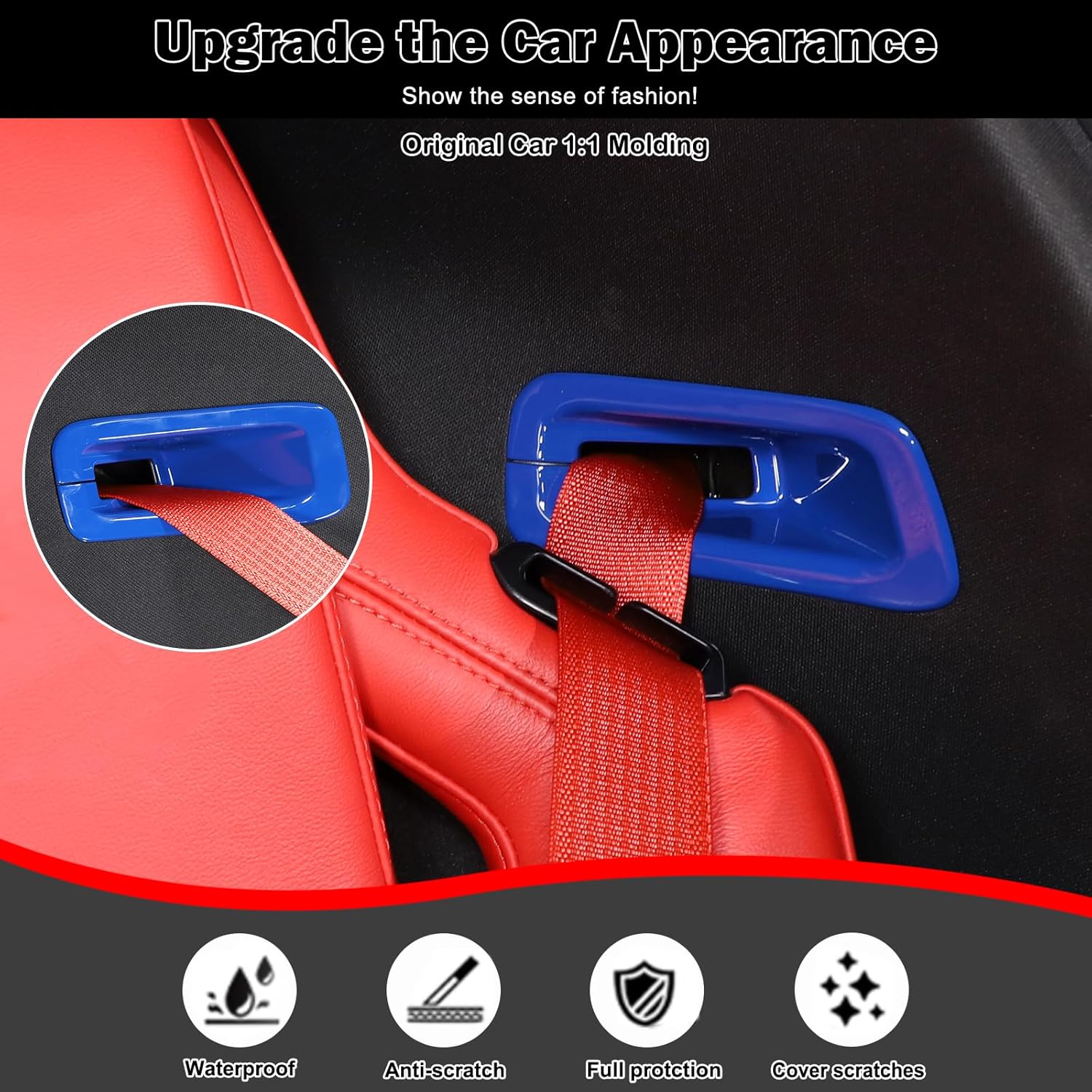 for Corvette C8 Car Seats Safety Belt Button Frame Accessories,ABS Car Seat Belt Panel Trim Decor Compatible with Corvette C8 2020-2024 2025 (Blue)
