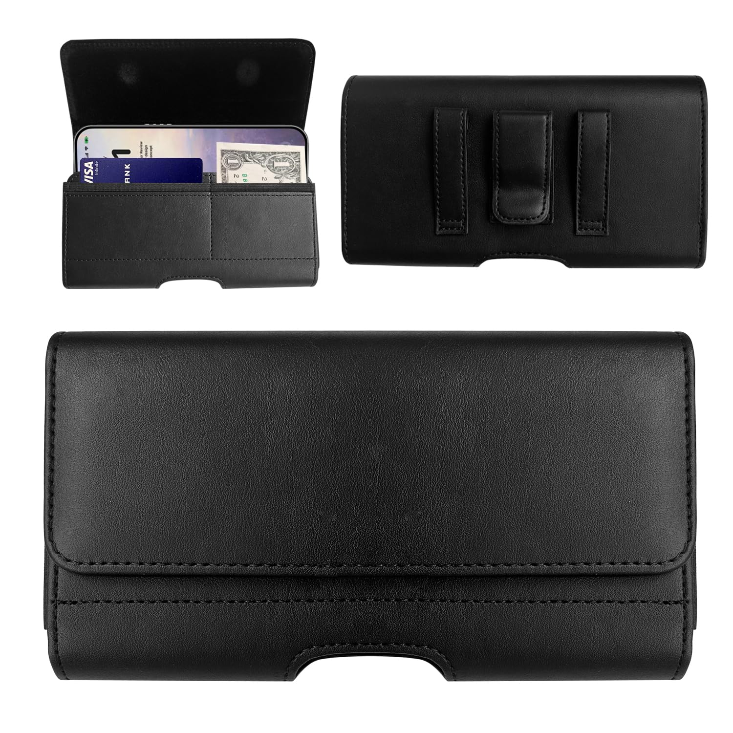 Étui de ceinture horizontal pour téléphone portable iPhone 17 Pro Max, iPhone 16 15 14 13 12 Pro Max, 6,7", fermeture magnétique, avec porte-cartes pour homme, pour Galaxy S25, S24, S23, S22, A33