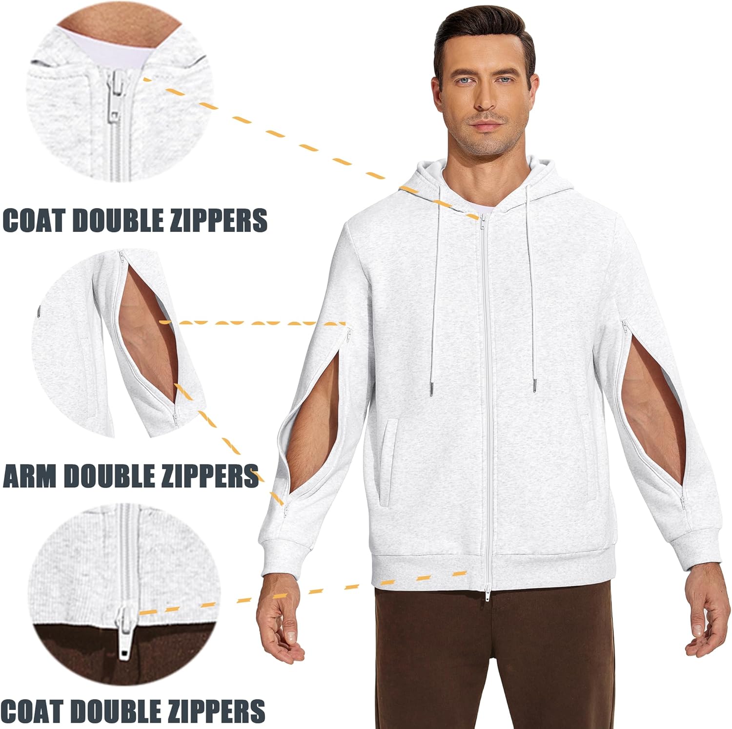 Deyeek Dialysis Sweatshirts with Arm Zipper Jacket Full-Zip Hemodialysis Cotton Warm Heavyweight Sweatshirt