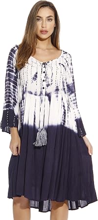 Riviera Sun Tie and Dye Embroidered Caftan Cover Up Dress