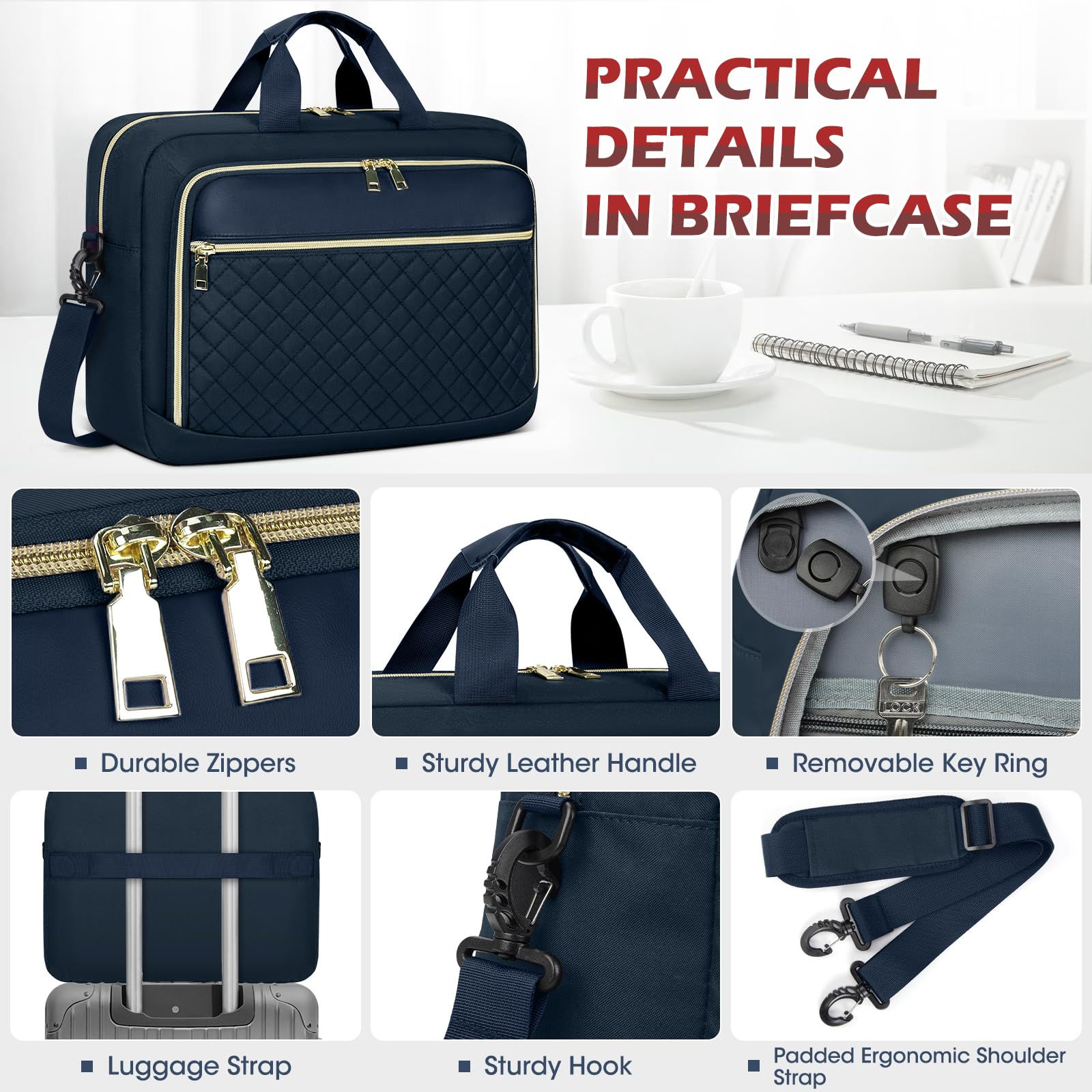 NEWHEY Borsa Porta PC 17.3 Pollici Borsa da Lavoro Donna Impermeabile Borsa Computer Grande Borsa Messenger Valigetta Portadocumenti Tracolla per Ufficio, Università, Scuola
