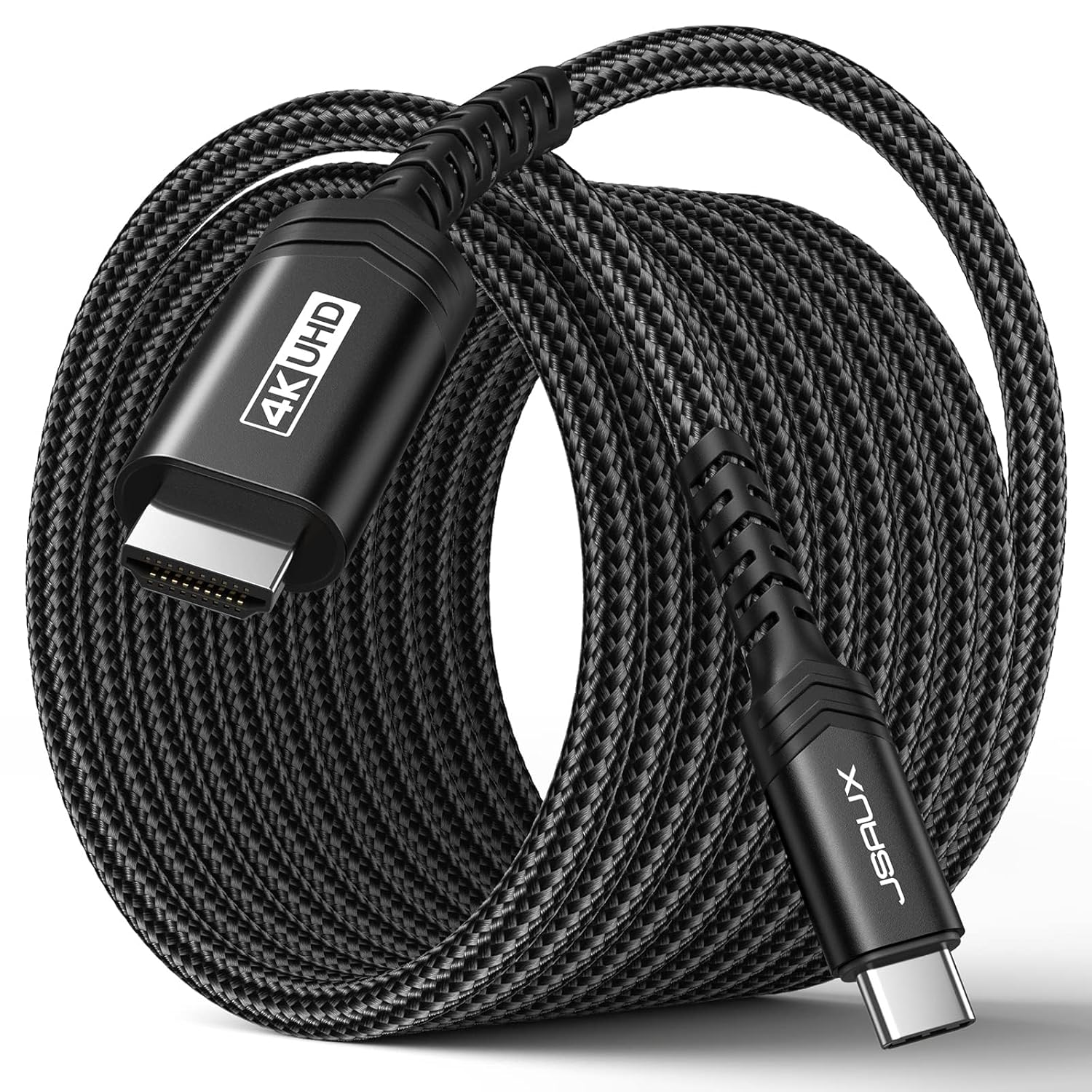 JSAUX Type C to HDMI Cable, 4K@60Hz USB 3.1 Type C to HDMI 2.0 Cord, 10ft/3M Nylon Braided Wire Converter for Laptop, Mobile, iPad Pro, MacBook, Chromebook, TV, Monitor JSAUX Type C to HDMI Cable, 4K@60Hz USB 3.1 Type C to HDMI 2.0 Cord, 10ft/3M Nylon Braided Wire Converter for Laptop, Mobile, iPad Pro, MacBook, Chromebook, TV, Monitor