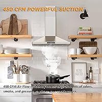 Vista 8 de FIREGAS Range Hood 30 inch Wall Mount,450 CFM Ducted/Ductless Range Hood with Stainless Steel,Stove Hood Vent for Kitchen with 3 Speed Fan,Permanent