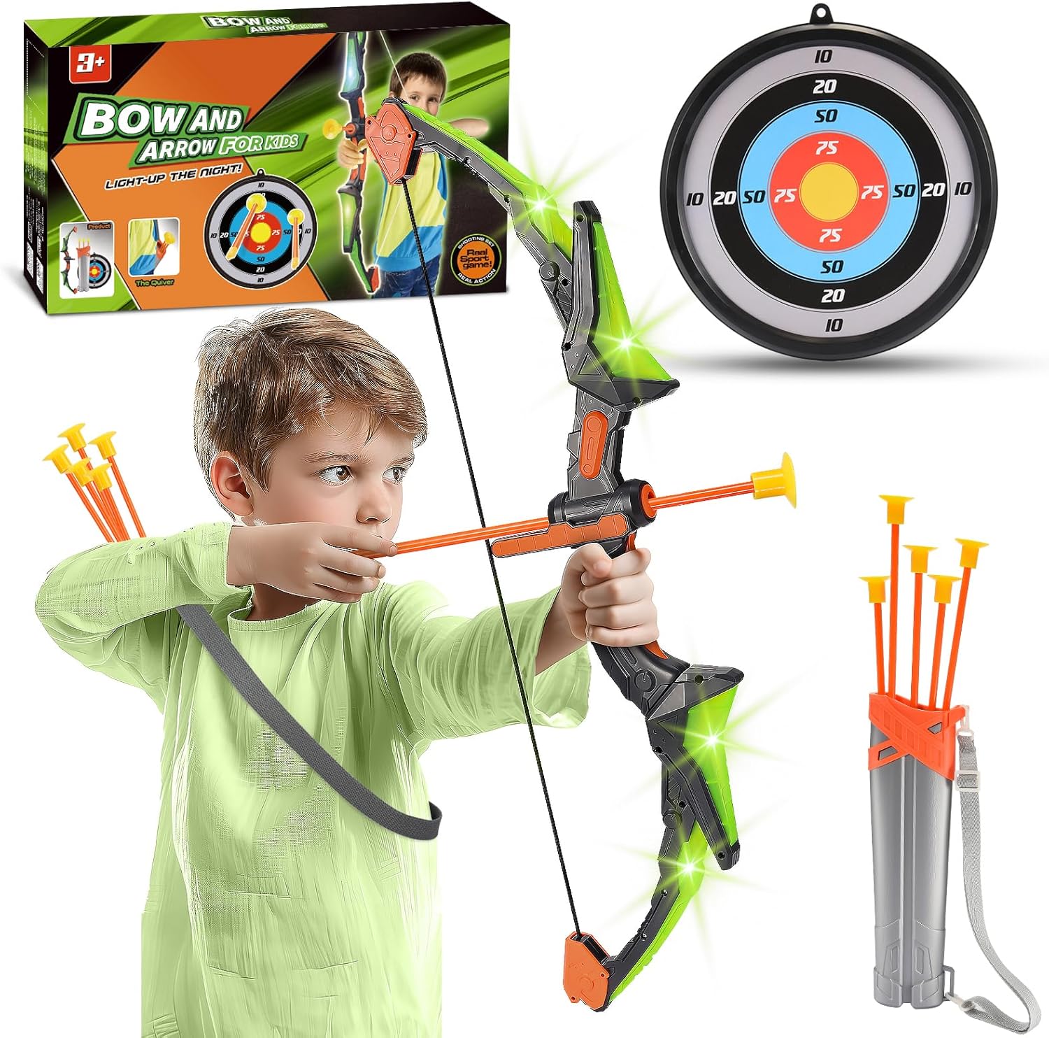 Outdoor Toys for 5 6 7 8 9 Year Old, Bow and Arrow Set Kids Toy Age 3 ...