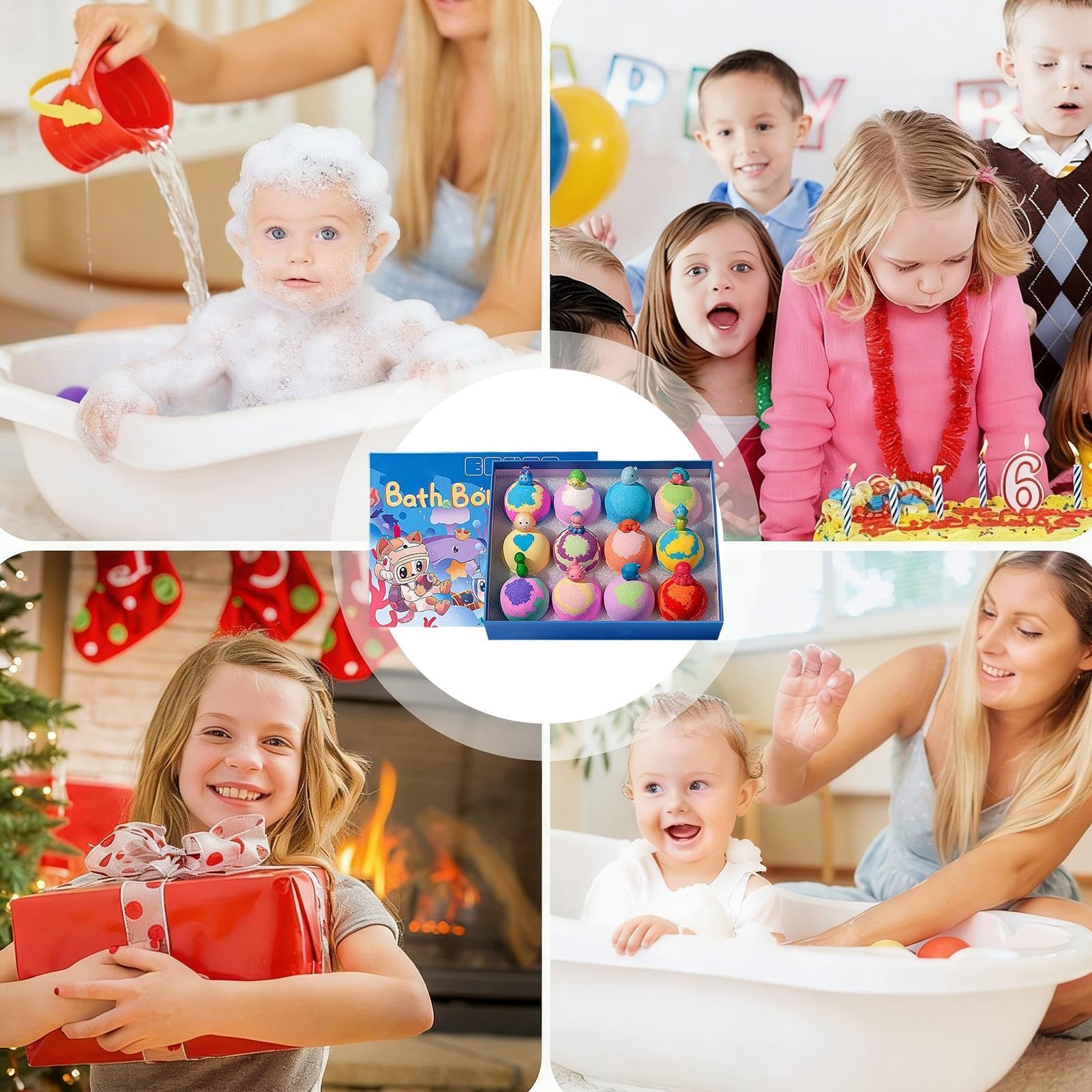 Kule do Kąpieli dla Dzieci 12 Sztuk Orzeźwiające Tęczowe Barwne Pianujące | Zabawki Do Kąpieli Prezent Na Każdą Okazję Dla Nastolatków Rodziny Przyjaciół Dzieci Chłopców