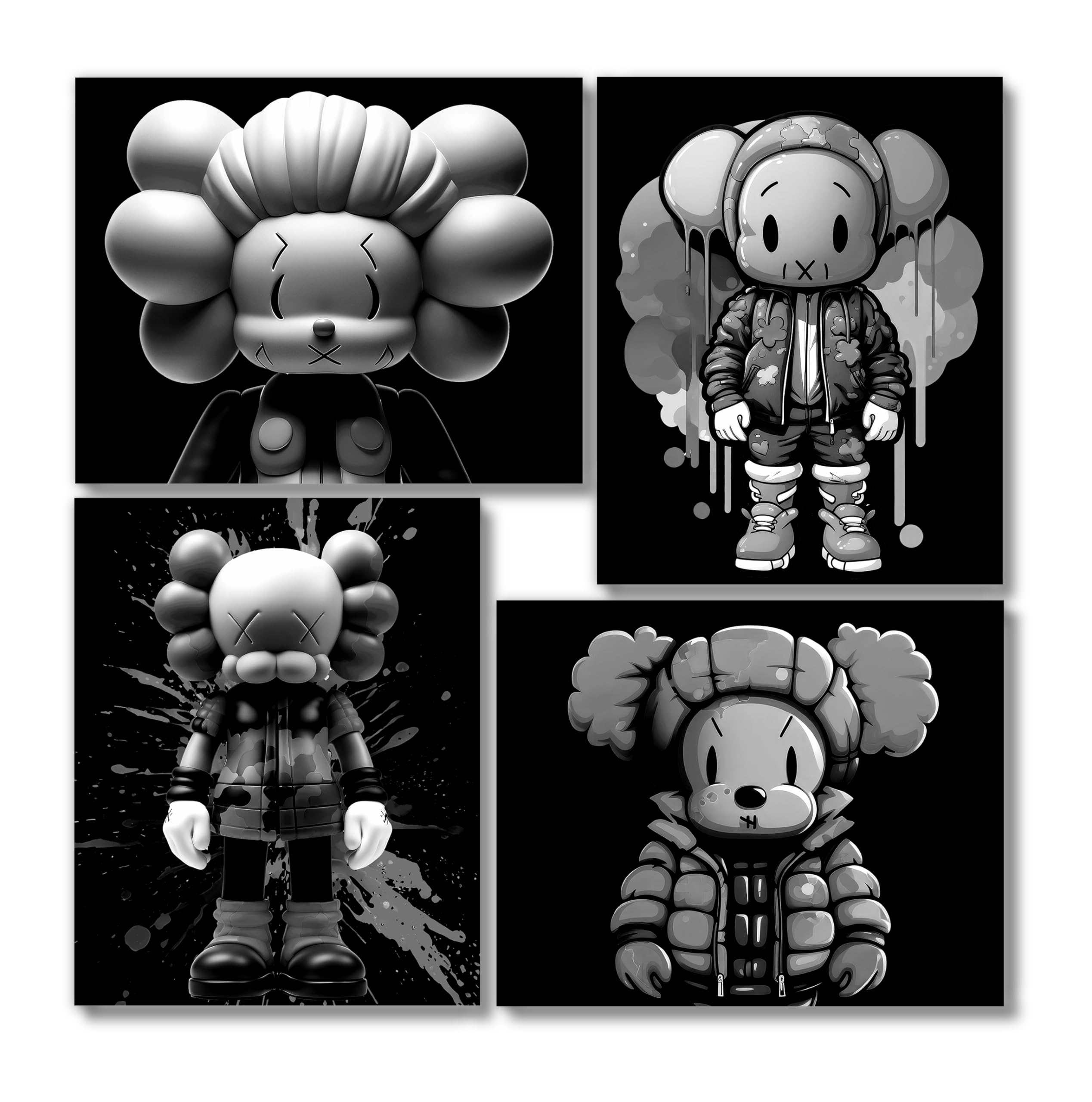 Hypebeast Room Decor (UNFRAMED 8 x 10 Set of 4) Michael Jordan Shoes Sneaker Poster Sneakerhead Posters Air Jordans Teen Boy Room Girl Room Wall Art Prints Bedroom, Dorm, Desk - Black and White Kaws