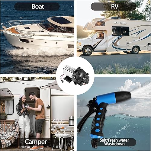 Miniatura 6 de WASSERMANN Bomba de refuerzo de agua de 12 V CC, bomba de diafragma autocebante de 6.5 GPM 70 PSI, bomba de agua para autocaravana bajo demanda