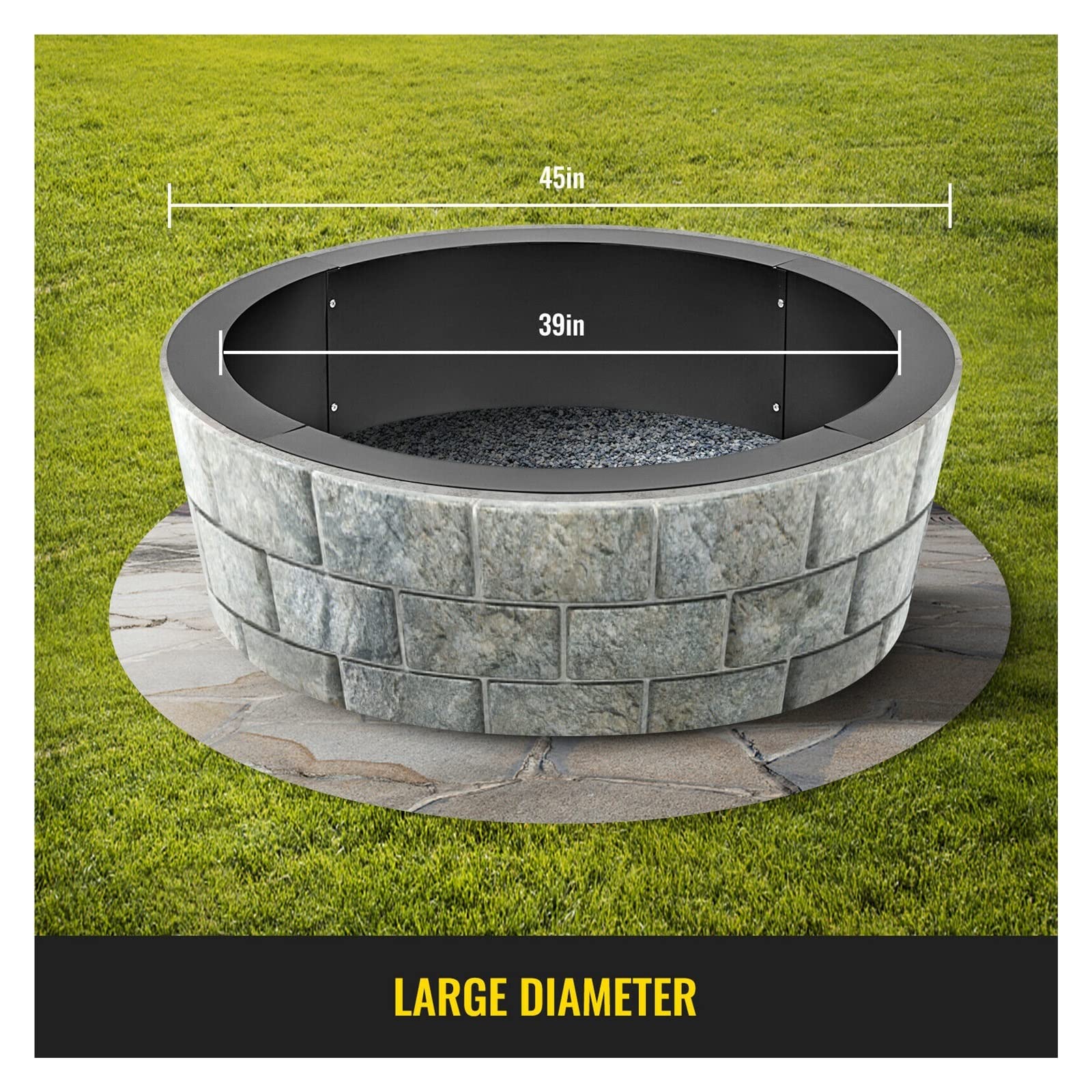 Fire Pit Ring/Liner Facile da montare Installare Q235 Diametro esterno in acciaio 36quot;42quot;45quot;Per barbecue da pesca in campeggio all'aperto Latwy i wygodny w obsłudze (Color : 42 Inch Diam
