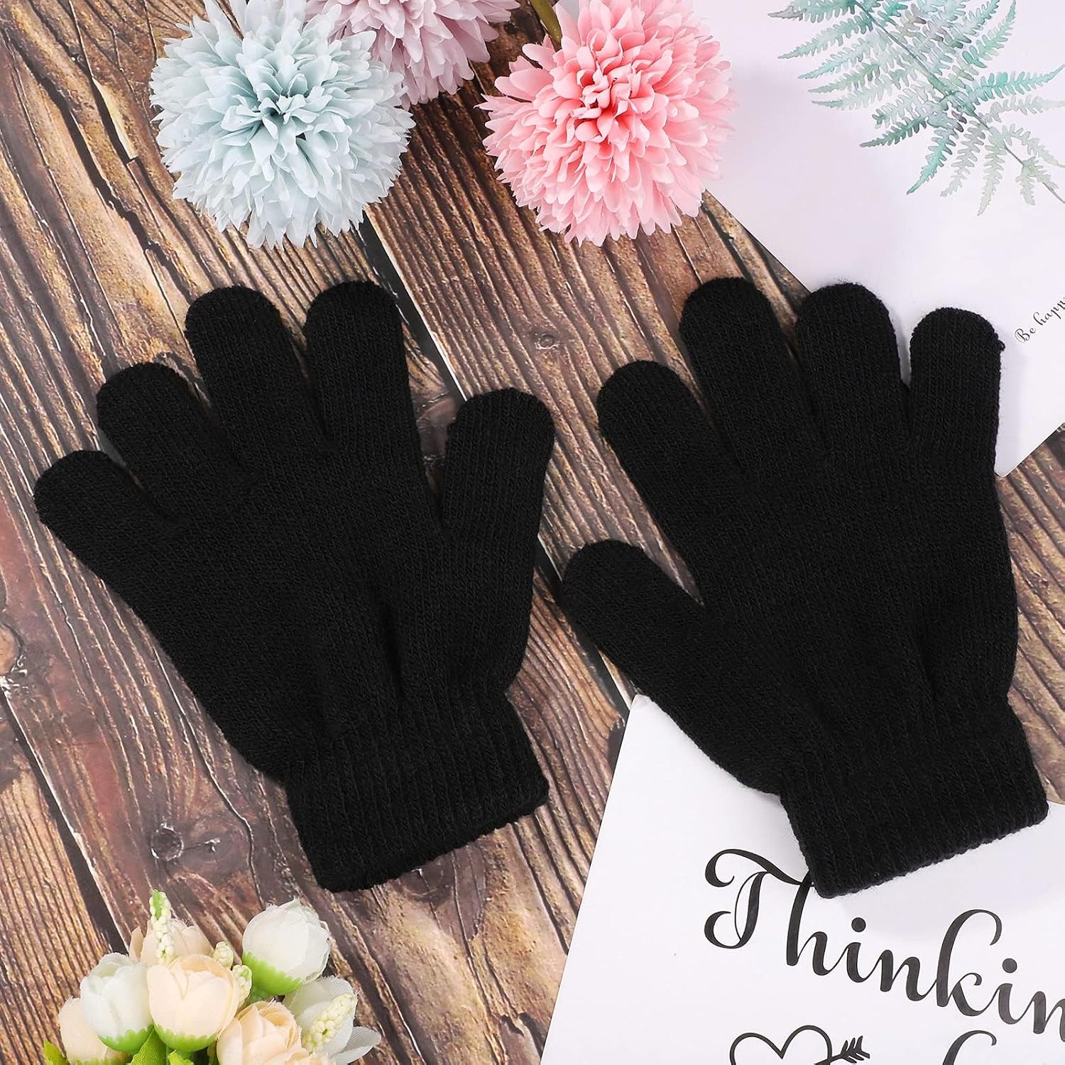 12 Pairs Kid's Winter Magic Gloves Children Stretchy Warm Knit Gloves for Boys or Girls