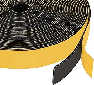 Yotache Neoprene Rubber Foam Tape 1 Inch Wide x 1/16 Inch Thick (New Adhesive Craft), High Density Close Cell Foam Strips Gasket for Door Insulation, 33 Ft Length