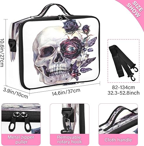 Miniatura 3 de Skull Happy Halloween Evil Eye Bolsa de cosméticos negra de gran capacidad para artículos de tocador de viaje, bolsas de maquillaje para mujeres,