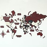 Vista 3 de iwa concept Mapa del mundo de madera 3D, mapa de pared de madera, regalo de inauguración de la casa, mapa del mundo de regalo de aniversario