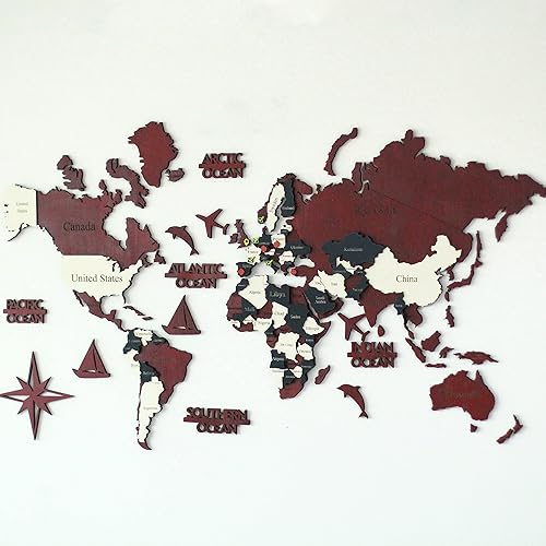 Miniatura 6 de iwa concept Mapa del mundo de madera 3D, mapa de pared de madera, regalo de inauguración de la casa, mapa del mundo de regalo de aniversario,
