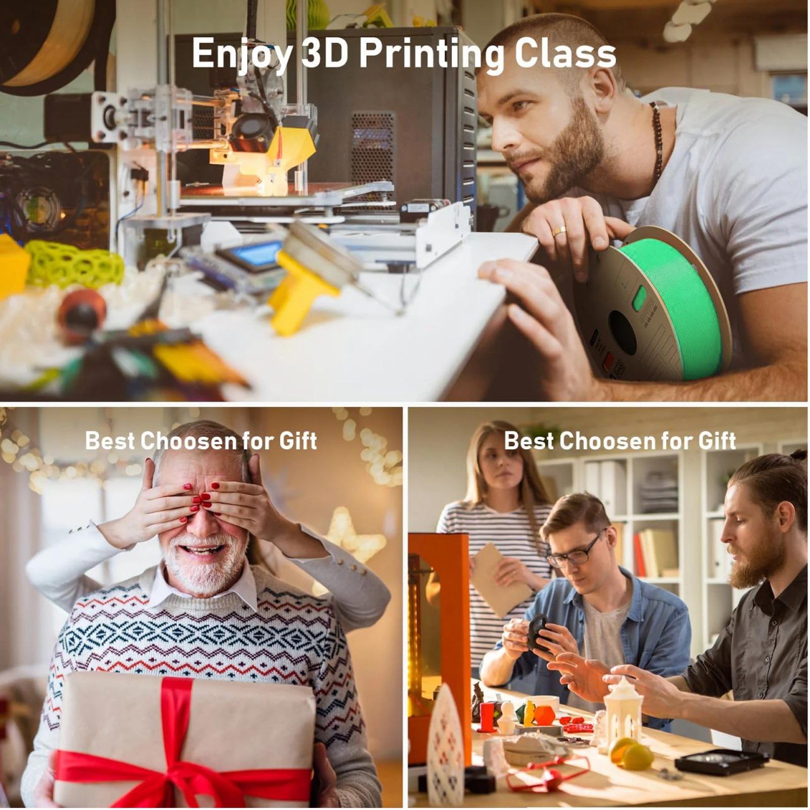 Green PLA Filament 1.75mm, High Speed 3D Printer Filament bis 600mm/s, Hohe Genauigkeit ±0.02mm, Für Ender 3 CR10, 1kg Spule