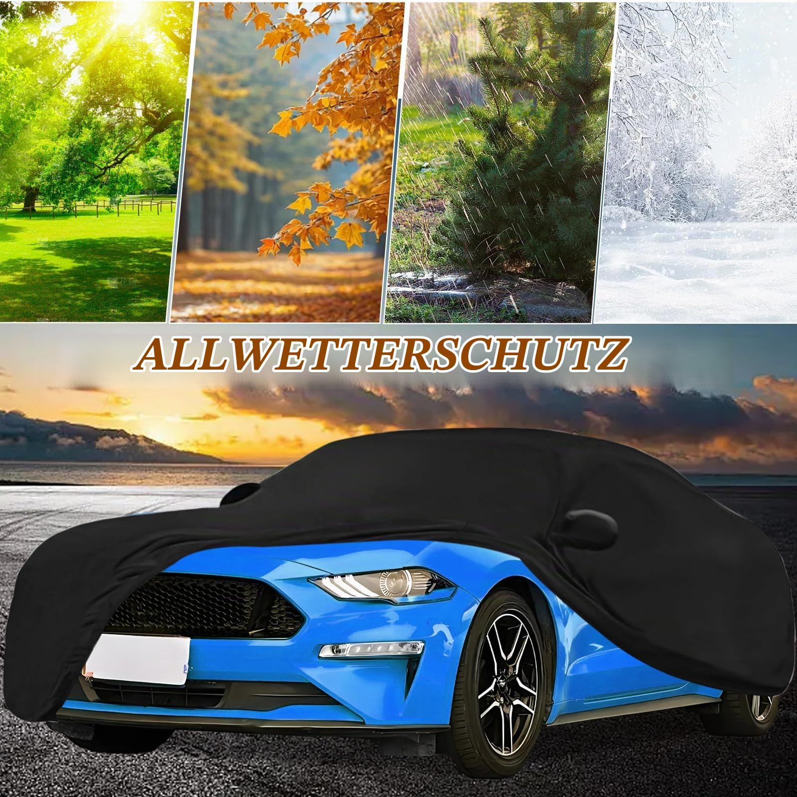 Premium Auto Abdeckplane Indoor Stretch Autoabdeckung Kompatibel mit Ford Mustang 2005-2024, Vollgarage Autoplane für Sonne Staub Schutz,Satin Schutzhülle Stoff Abdeckplane Autoplane