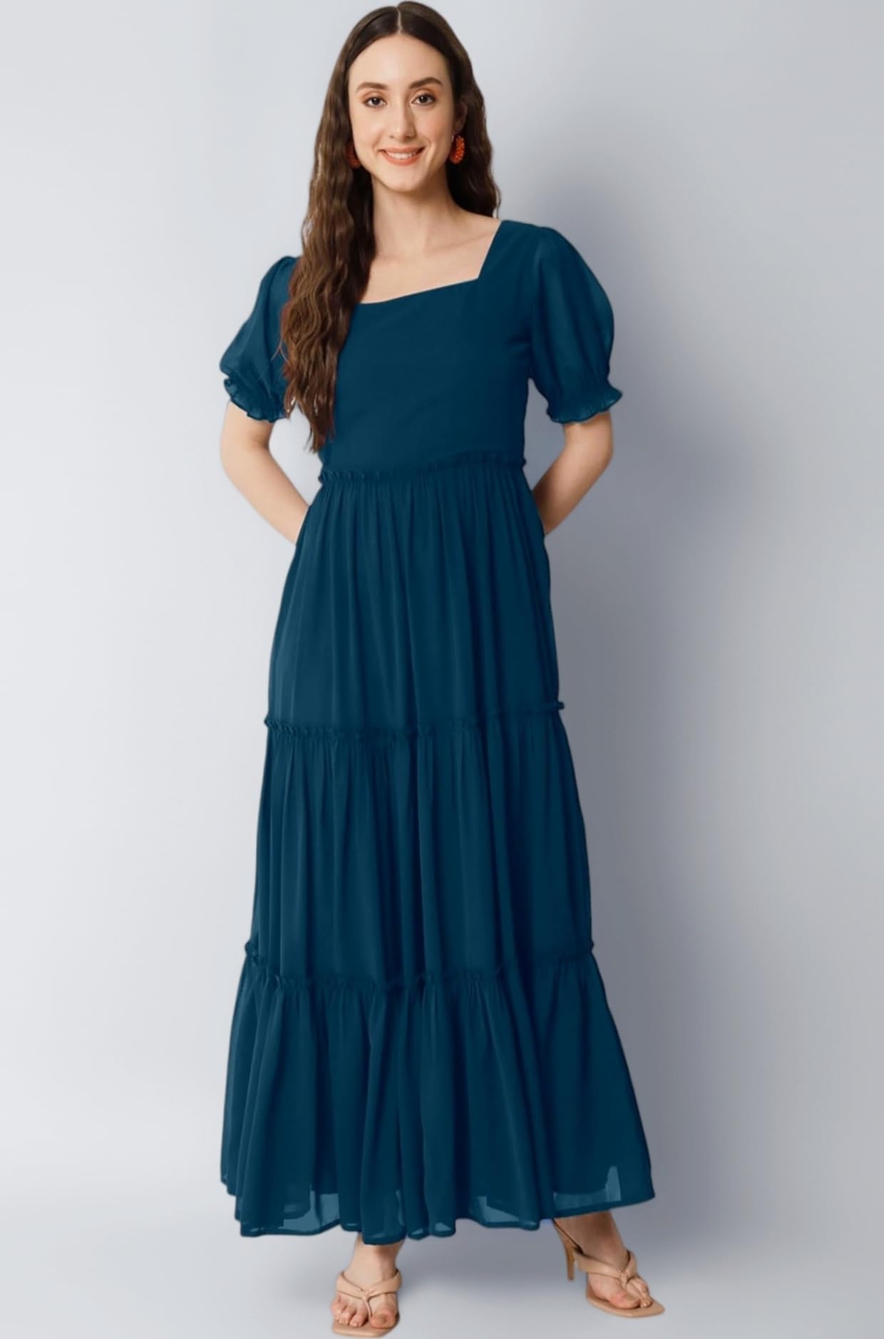 Solid Georgette Gown for Women 76-2