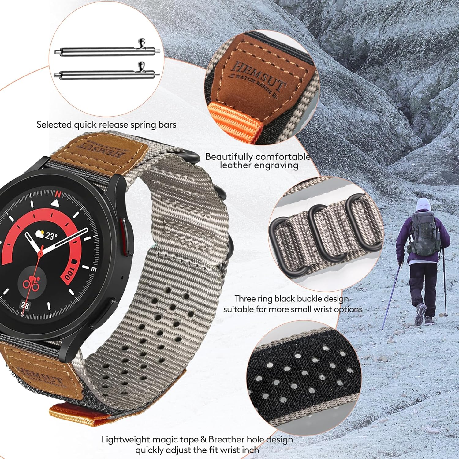 torbollo Watch Band Compatible with Samsung Galaxy Watch 6 5 4 40mm/44mm, Galaxy Watch 6 4 Classic 42mm 46mm/43mm 47mm / Watch 5 Pro 45mm / Watch 3 41mm