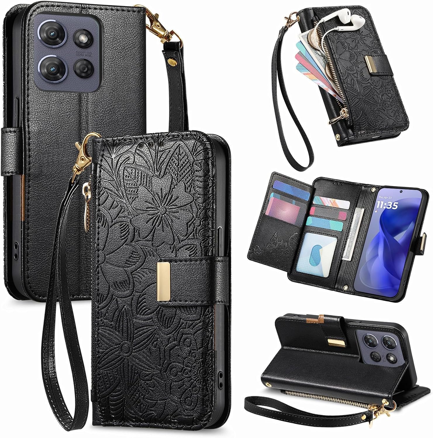 for Moto G Power 2025/2026 & G Play 2025 Phone Case Wallet, Black