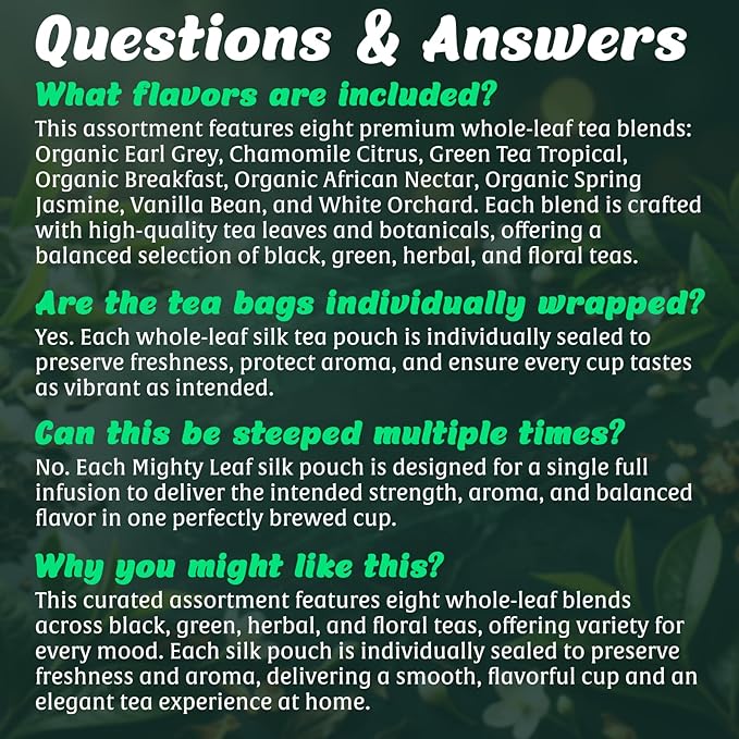 Té Orgánico Sampler 40 Saquitos Seda 8 Sabores Surte miniatura 8