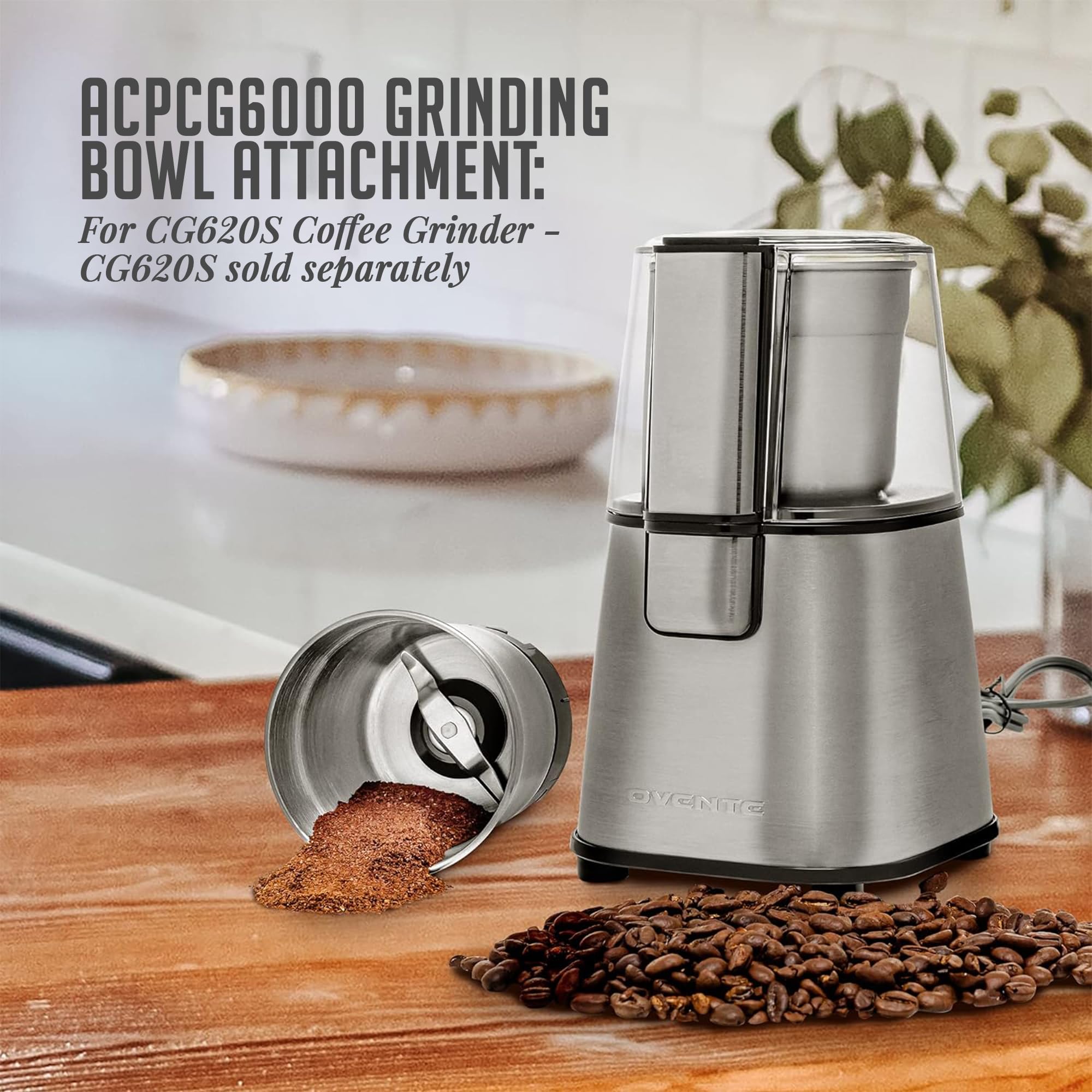 Cuenco de acero inoxidable con 4 cuchillas, 2.1 onzas, accesorio para molinillo fácil de limpiar para molinillo de café CG620, molienda perfecta para granos de café, especias, nueces y más. 6