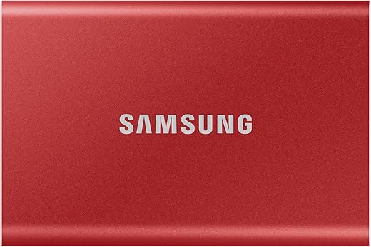 Samsung T7 1TB Up to 1,050MB/s USB 3.2 Gen 2 (10Gbps, Type-C) External Solid State Drive (Portable SSD) Red (MU-PC1T0R)