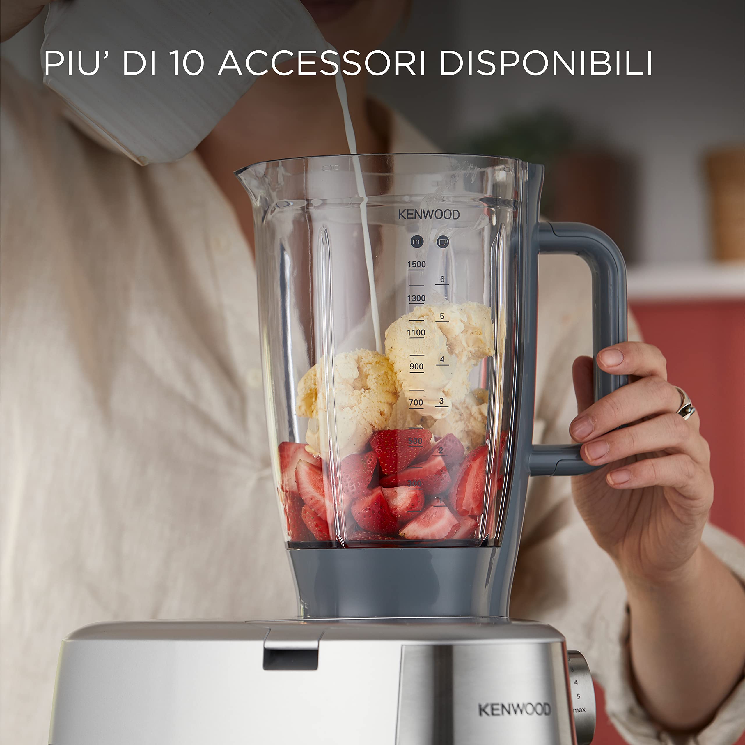 Kenwood Prospero+ KHC29.A0WH - Robot da cucina, ciotola in acciaio inox da 4,3 l, 1000 Watt, con set da pasticceria da 3 pezzi, bianco