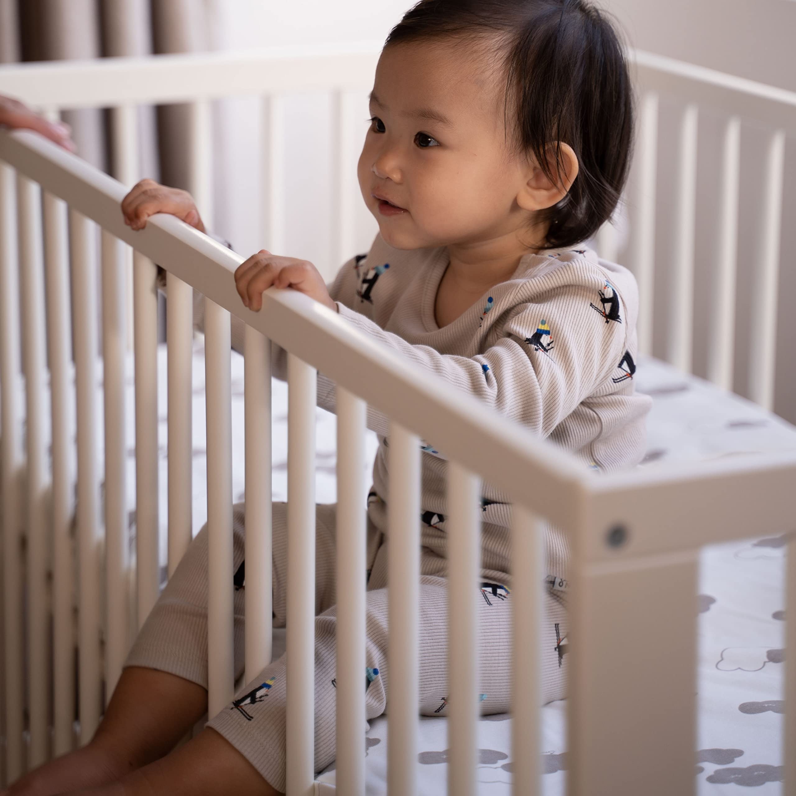 ÜneeQbaby Coprimaterasso Impermeabile Cotone Biologico GOTS Oeko-TEX Classe I 70x140cm Nuvole