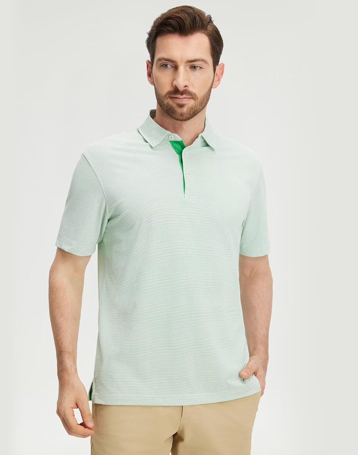 M MAELREG Mens Polo Shirts Short Sleeve Performance Stretch Casual Dry Fit Collared Jacquard Golf Polo Shirts for Men