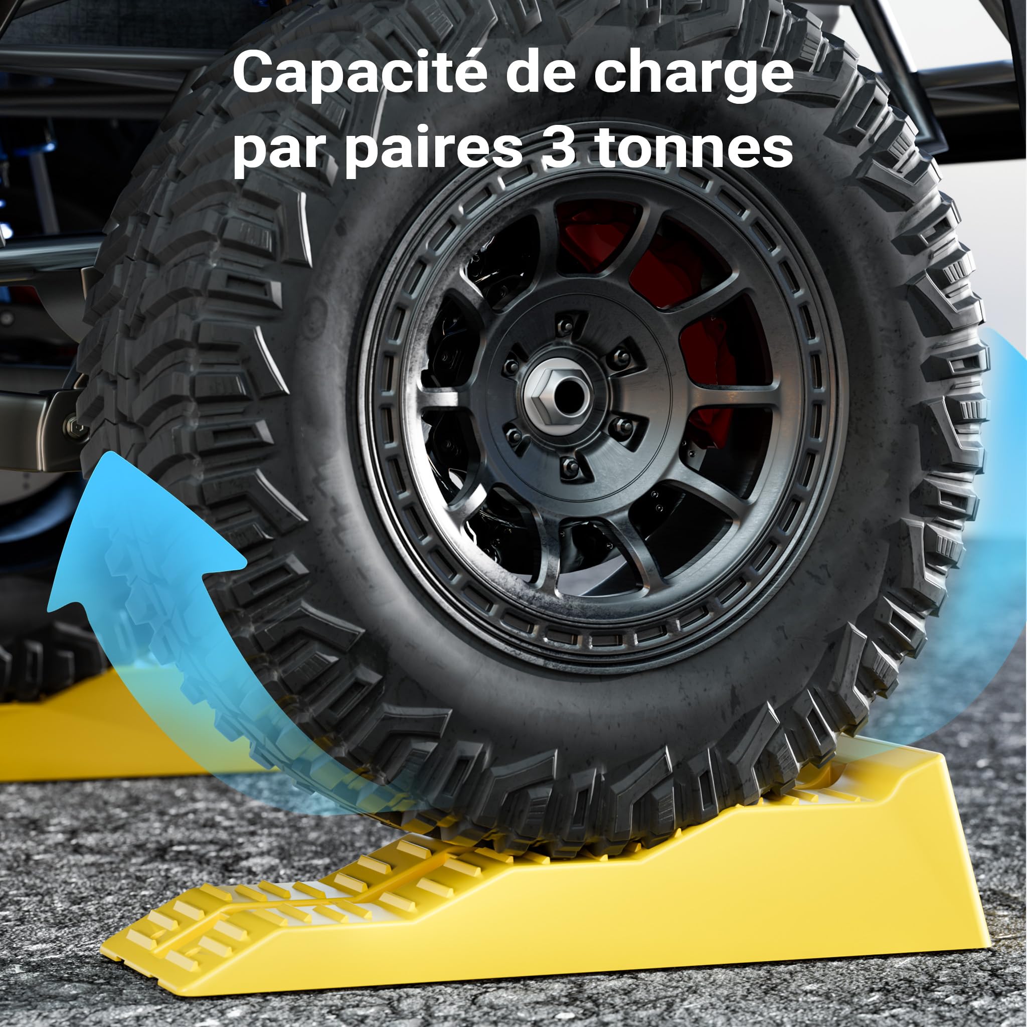WilTec Cales de Niveau en Lot de 2 avec 3 Niveaux de Hauteur 40/70/100 mm, Cales de Roue d’Une capacité de Charge Max. de 3 t, Cales de Compensation pour Camping-Car