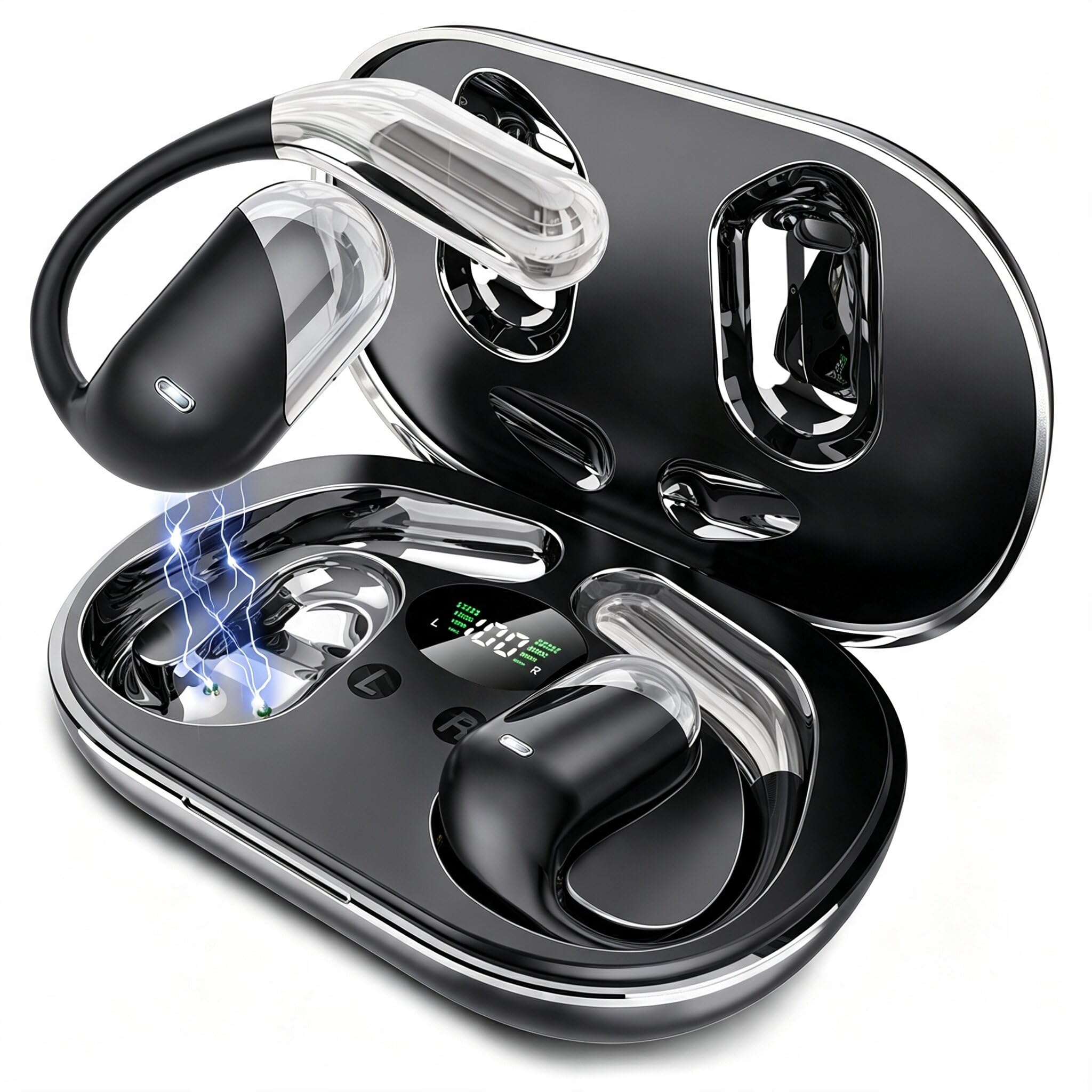 Paekole Casque à Conduction Osseuse, Écouteurs Bluetooth V6.1 sans Fil avec Micro, Autonomie 80 H, Écouteurs Étanches IP7, Casque Sport avec Crochet d'oreille pour Fitness/Musique/Appel